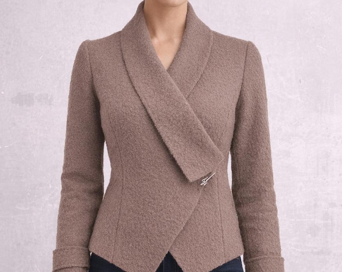 Vest-jacket in boiled wool, recycable jacket,