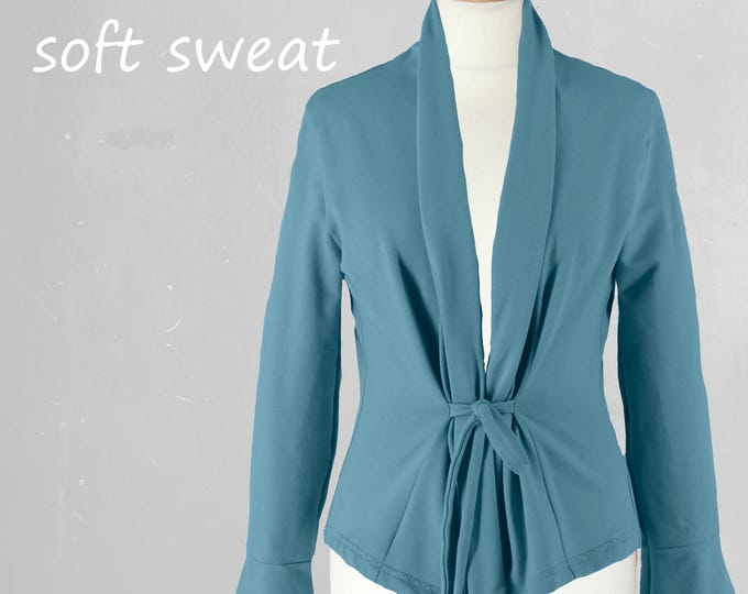 Tailered organic cotton sweat cardigan