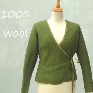 Woolen jacket, vest-jacket in boiled wool, recycable jacket