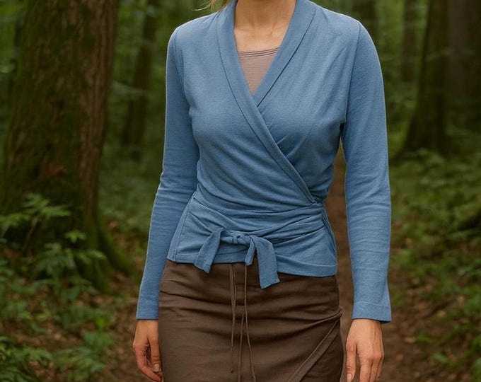 wrap cardigan of organic cotton jersey