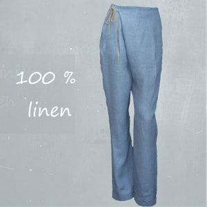 organic linen wrap pants, pleated pants biological linen, recyclable, ready for recycling, fair fashion, fair trade clothing, sustainable