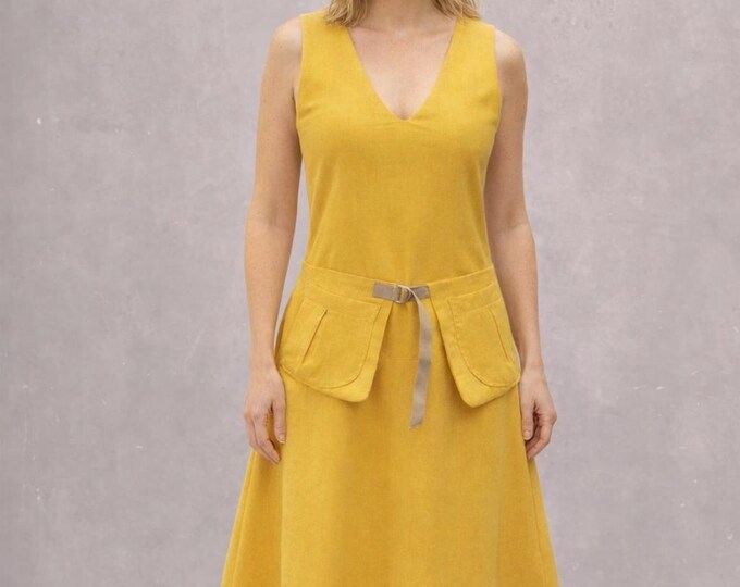 linen maxi dress with separate belt