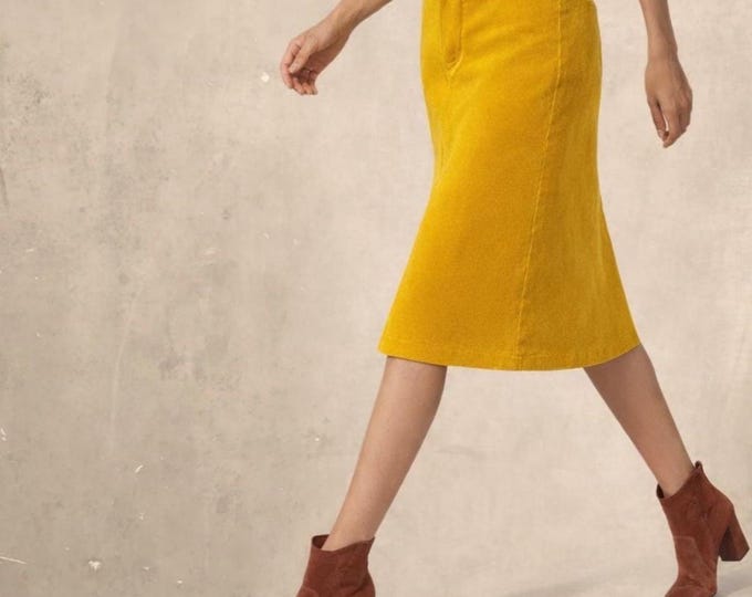 Midi heavy corduroy skirt, Cotton heavy ribcord midi skirt