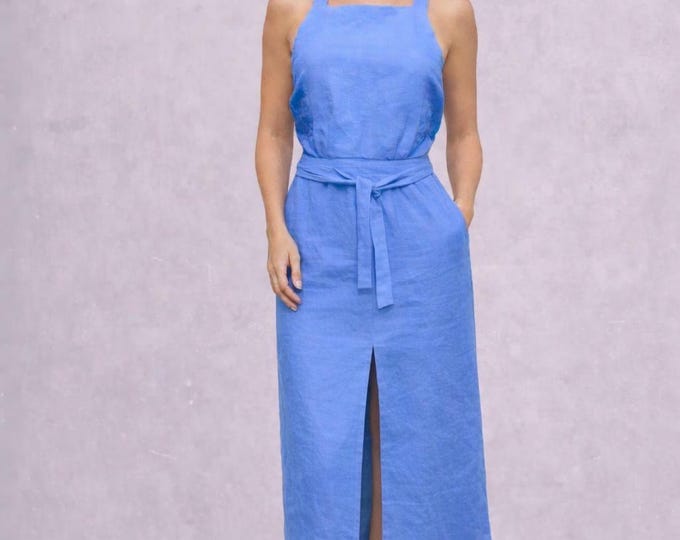 pinafore dress in linen-cotton mix