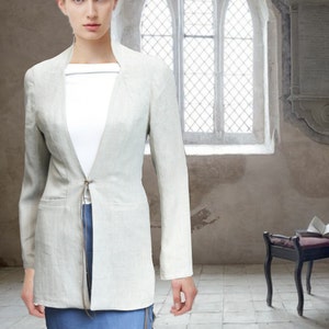 organic linen jacket, blazer biological linen, fair trade jacket, recyclable jacket, fair fashion, sustainable clothing image 5