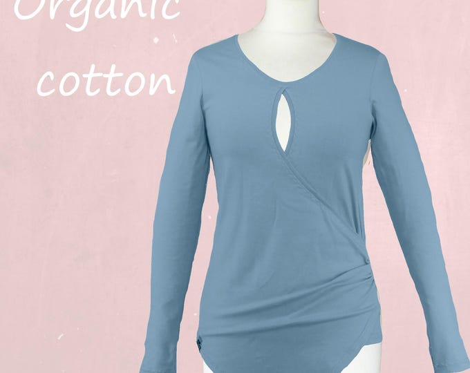 Shirt with wrap (deep round neck)