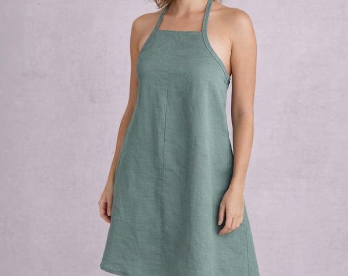 summer swing dress in linen cotton mix