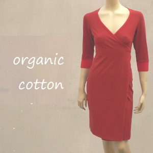 organic cotton wrap dress, wrap dress biological cotton, tricot wrap dress GOTS certified cotton