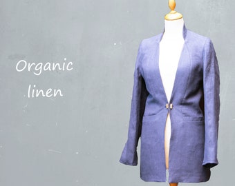 organic linen jacket, blazer biological linen, fair trade jacket, recyclable jacket, fair fashion, sustainable clothing