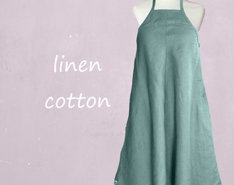 A-Linien-Sommerkleid aus Leinen-Baumwoll-Mix