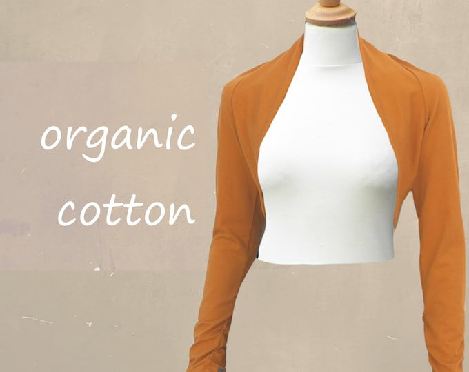 bolero organic cotton, bolero cardigan certified GOTS organic cotton