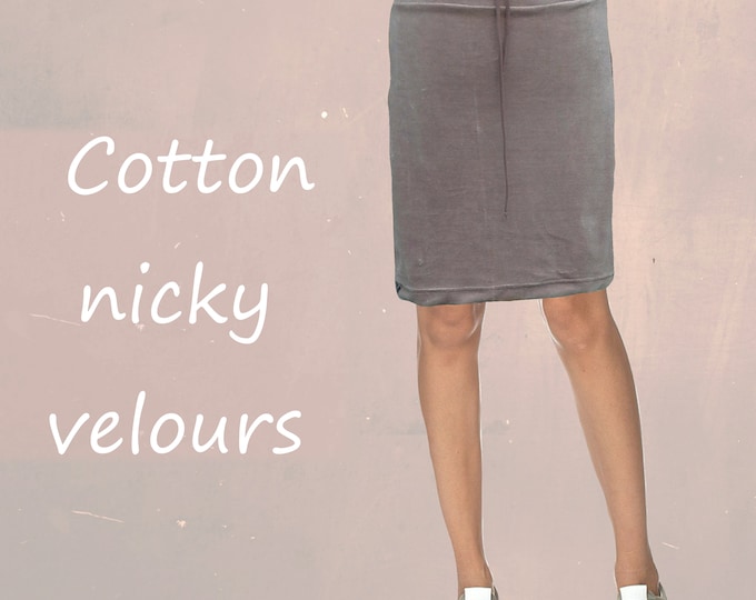 velvet skirt, velvet pencil skirt, velvet skirt eco cotton, skirt organic cotton