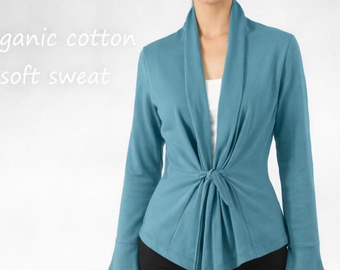 Tailered organic cotton sweat cardigan