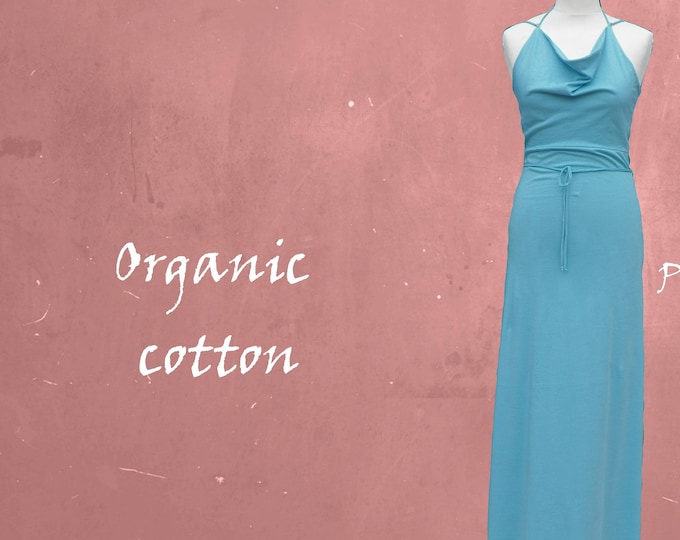 organic cotton maxi dress, long strapless dress biological cotton, summer dress GOTS certified