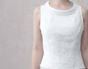 Linen blouse with boatneck, linen summer blouse