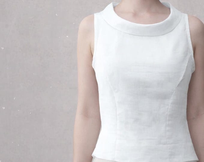 Linen blouse with boatneck, linen summer blouse