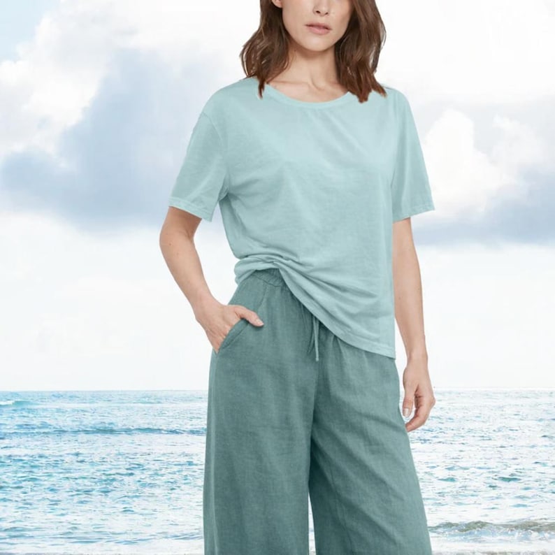 Basic T shirt in linnen- katoen mix / Basic linen- cotton T shirt afbeelding 8