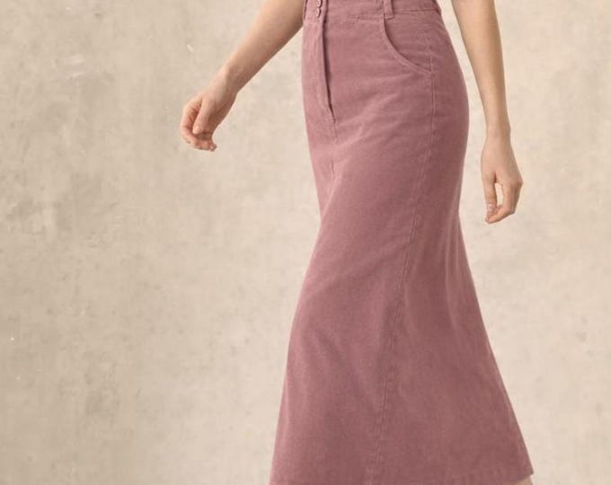 Corduroy pencil skirt, midi ribcord skirt