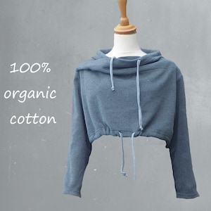 short organic cotton fleece sweater, fleece sweat shirt, sweater  GOTS certified organic fleece