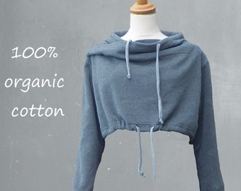 short organic cotton fleece sweater, fleece sweat shirt, sweater  GOTS certified organic fleece
