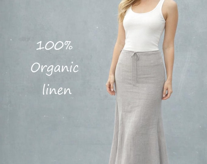 organic linen A-line maxi skirt, biological certified linen maxi skirt, long linen skirt, sustainable clothing, fair trade, fair fashion