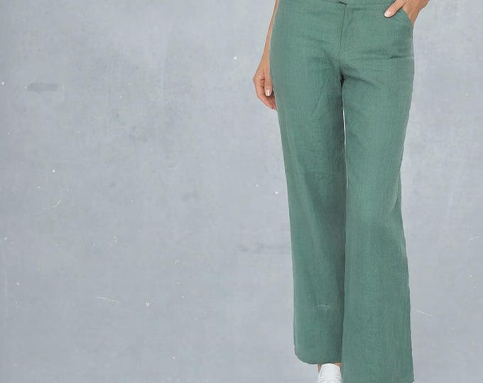 Organic linen pants, Wide linen pants biological linen, summer pants