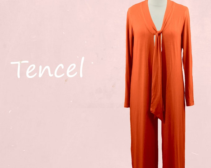 Tencel long cardigan in vintage style