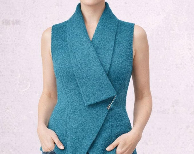 Vest-jacket in boiled wool, recycable jacket,