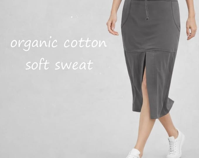 Midi skirt made of soft sweat organic cotton