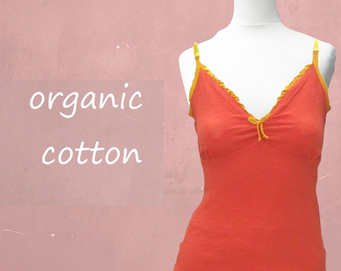 organic cotton top, romantic singlet biological cotton, tank top with straps GOTS certified cotton