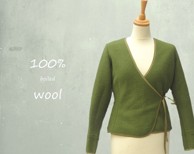 Woolen jacket, vest-jacket in boiled wool, recycable jacket