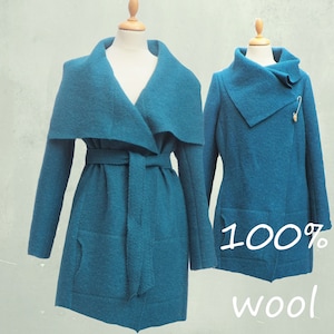 Woolen jacket, vest-jacket in boiled wool, recycable jacket