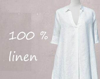 Linen A-line blouse-dress, linen tunic, linen A-line dress