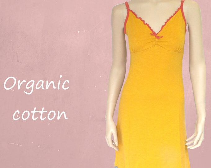 organic cotton slipdress, romantic dress biological GOTS certified cotton, fair trade clothing, sustainable clothing