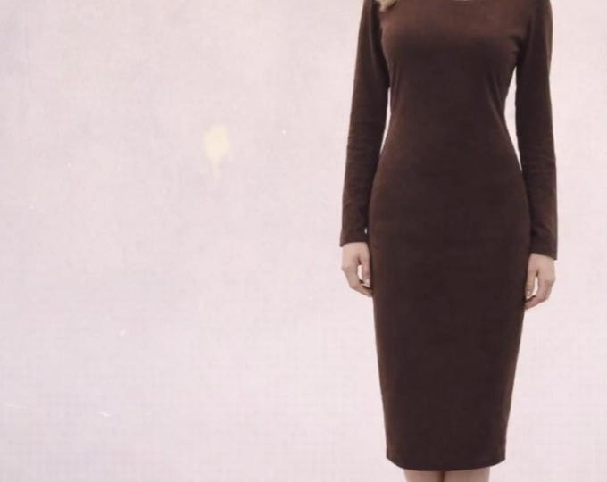 Basic velours kokerjurkje / Basic velvet pencil dress