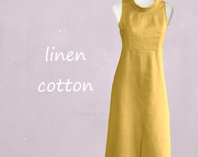 classic dress in linen-cotton mix