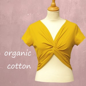 cropped organic cotton knot shirt, T shirt biological cotton, cropped shirt GOTS certified cotton