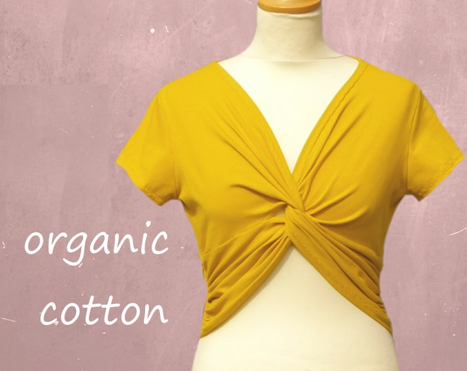 cropped organic cotton knot shirt, T shirt biological cotton, cropped shirt GOTS certified cotton