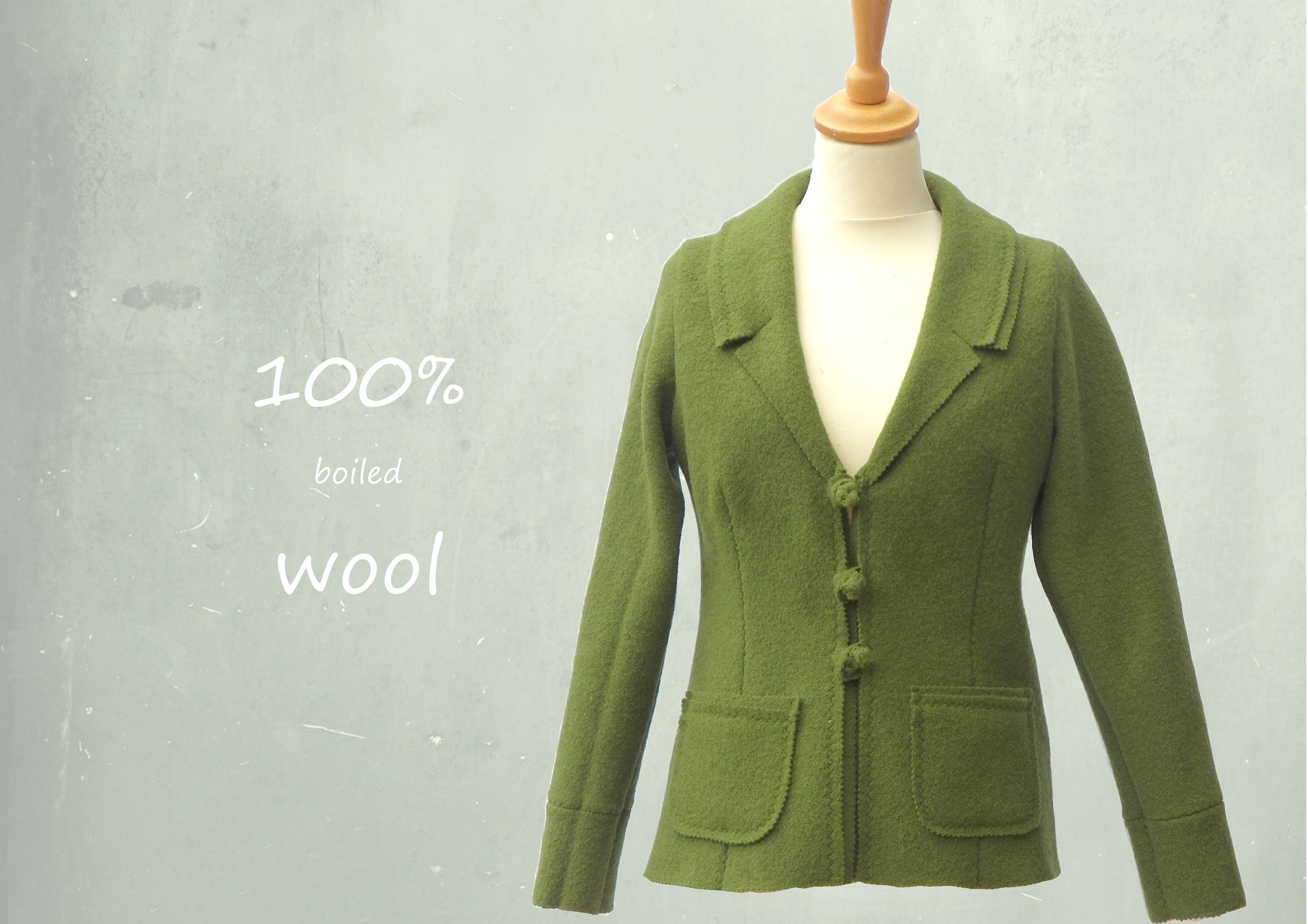 Vest-jacket in boiled wool, recycable jacket