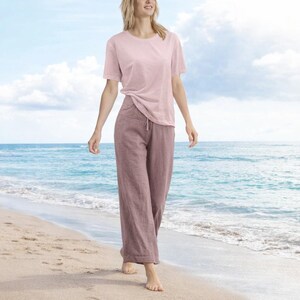 Basic T shirt in linnen- katoen mix / Basic linen- cotton T shirt afbeelding 9