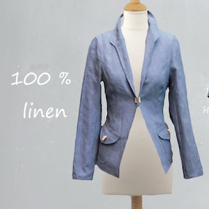 organic linen jacket, blazer, jacket biological linen, handmade jacket, recyclable jacket, ready for recycling jacket