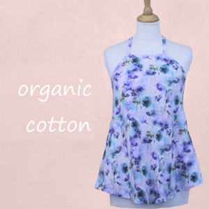 printed organic cotton A-line camisole, A-line singlet biological cotton, tank top with straps GOTS certified cotton