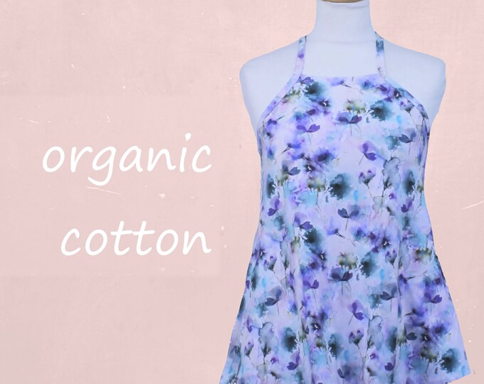 printed organic cotton A-line camisole, A-line singlet biological cotton, tank top with straps GOTS certified cotton