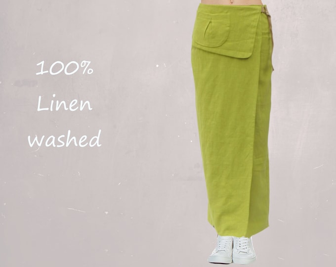 Maxi wrap skirt made of washed linen