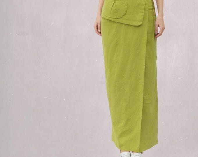 Maxi wrap skirt made of washed linen