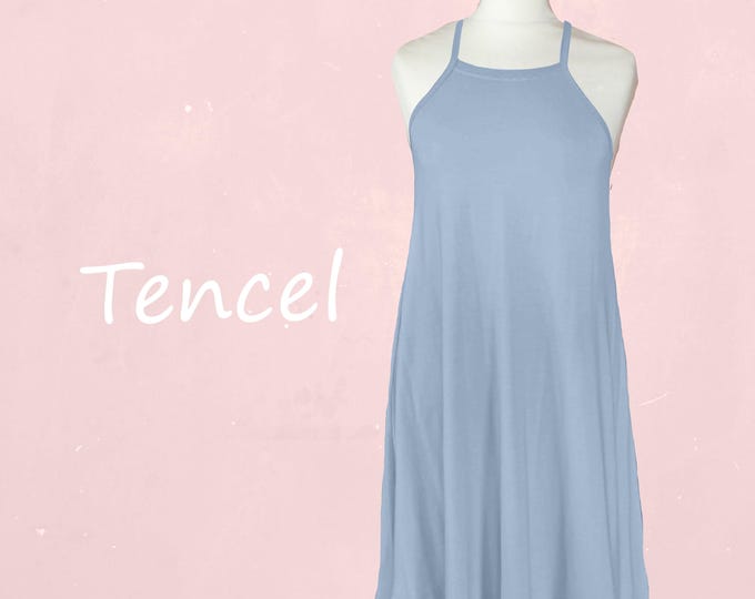 Sleeveless A-line tunic shirt dress made of super soft tencel jersey