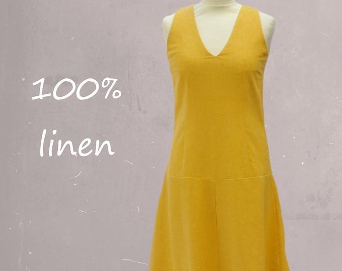 Linen Maxi dress with V neck