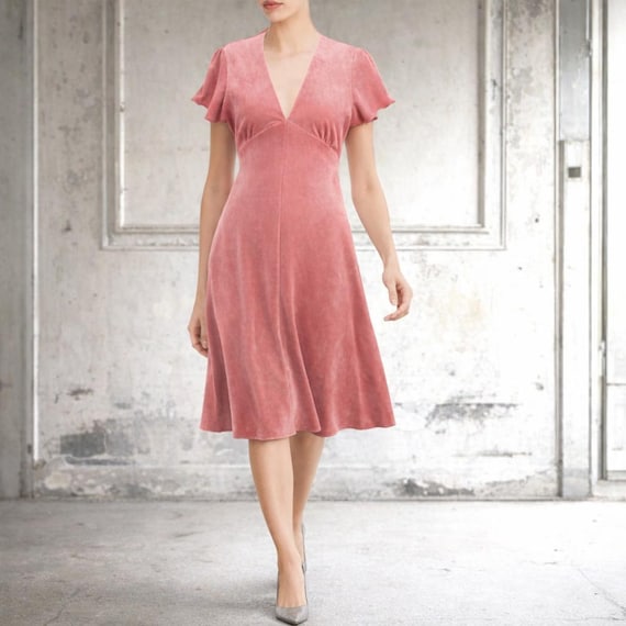 velvet swing dress Baudelaire in Oxblood Its suitable for special occasions and can be worn with a petticoat for added volume Vintage velvet swing dress