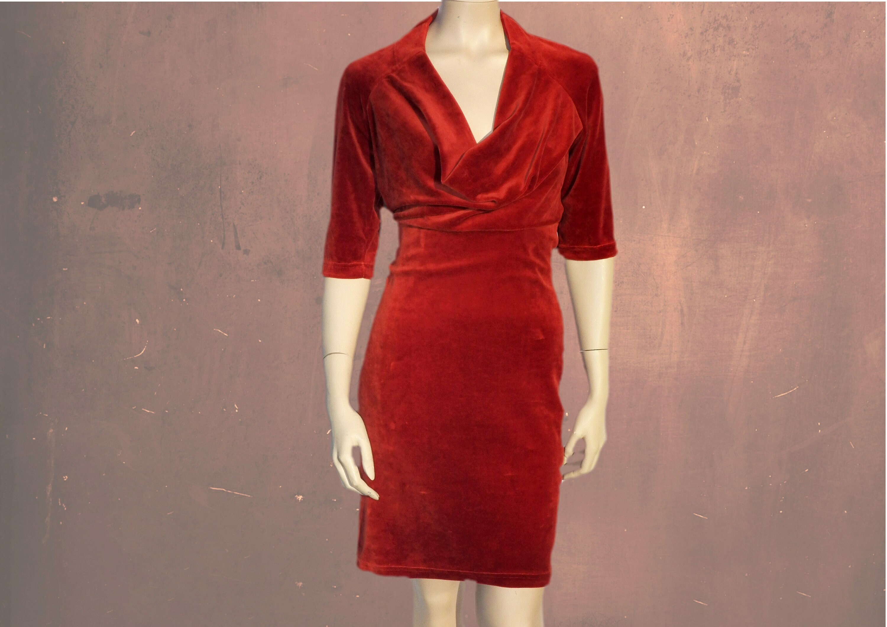 organic velvet dress drape neckline, little black dress organic velvet