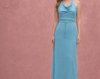Vestido longo de algodão orgânico, vestido longo de malha de algodão orgânico, vestido longo de algodão orgânico com certificação GOTS, comércio justo, sustentável